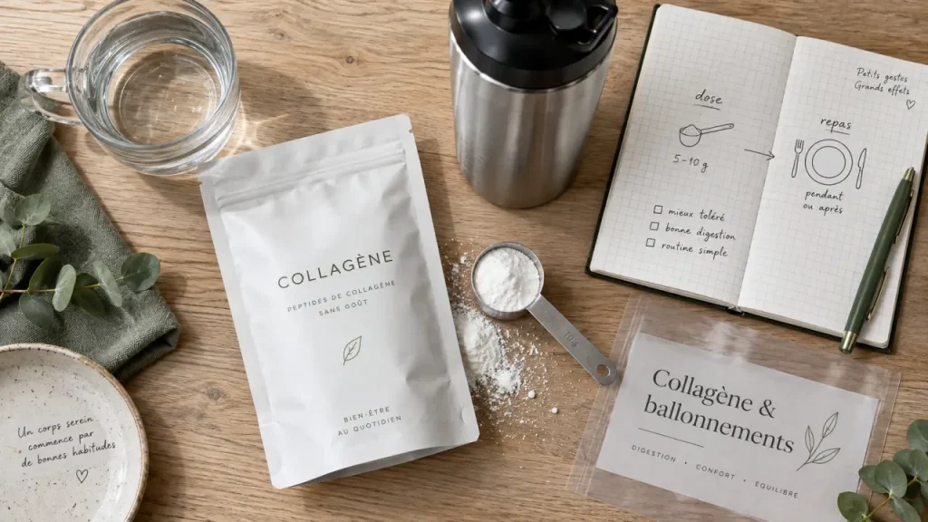 Est-ce que le collagène fait gonfler le ventre ? Collagène en dose, eau et shaker